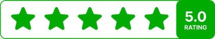 Five green stars, 5.0 rating.