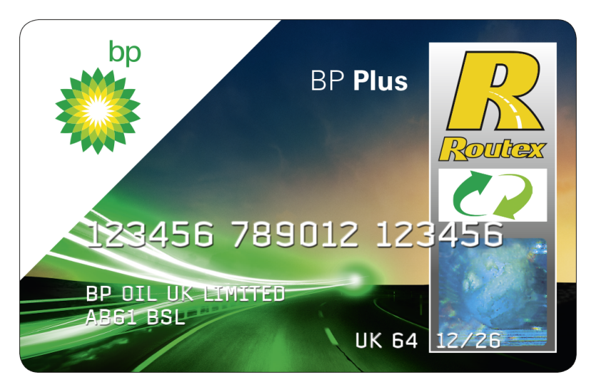 A bp plus credit card with a green background
