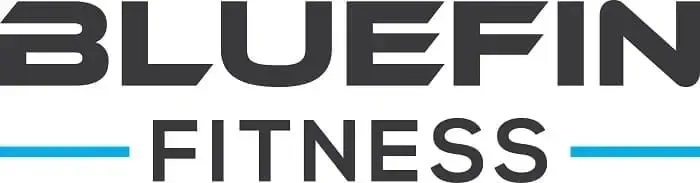 The logo for bluefin fitness is black and blue.