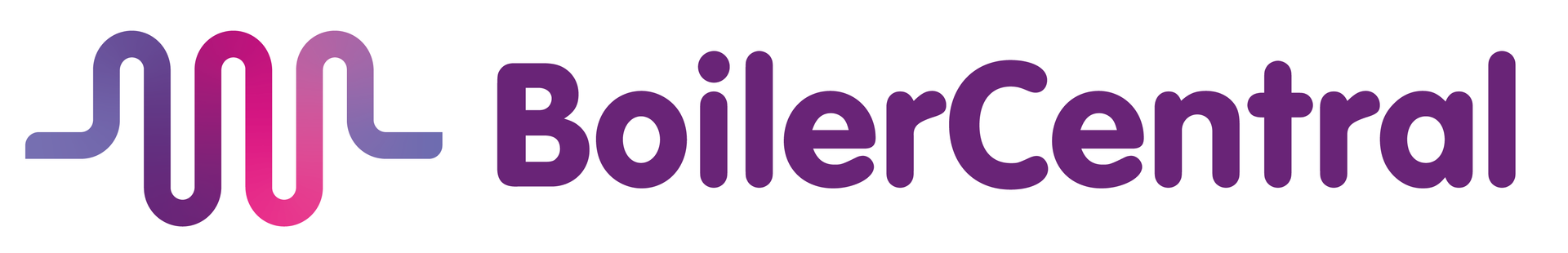 The logo for boiler central is purple and blue