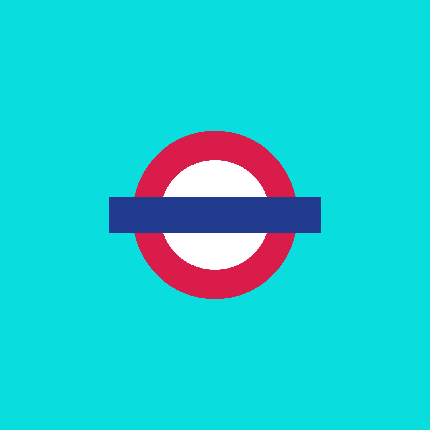 A red and white circle with a blue line in the middle
