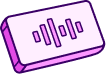 A pink eraser with a purple outline on a white background.