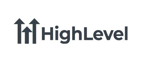 A logo for a company called high level with two arrows pointing up.