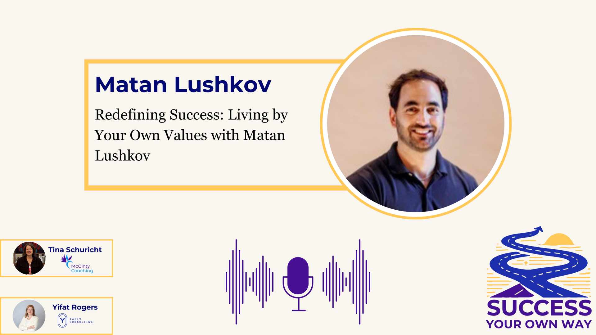 A podcast banner featuring Matan Lushkov, the title 