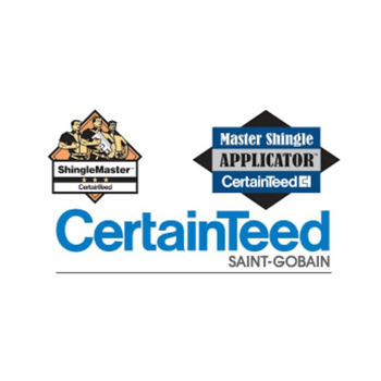 CertainTeed logo with Master Shingle Applicator and ShingleMaster badges