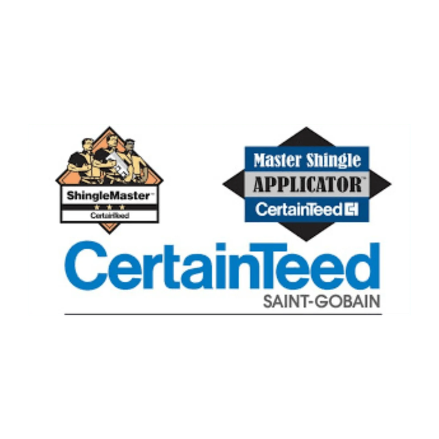 CertainTeed logo with Master Shingle Applicator and ShingleMaster badges