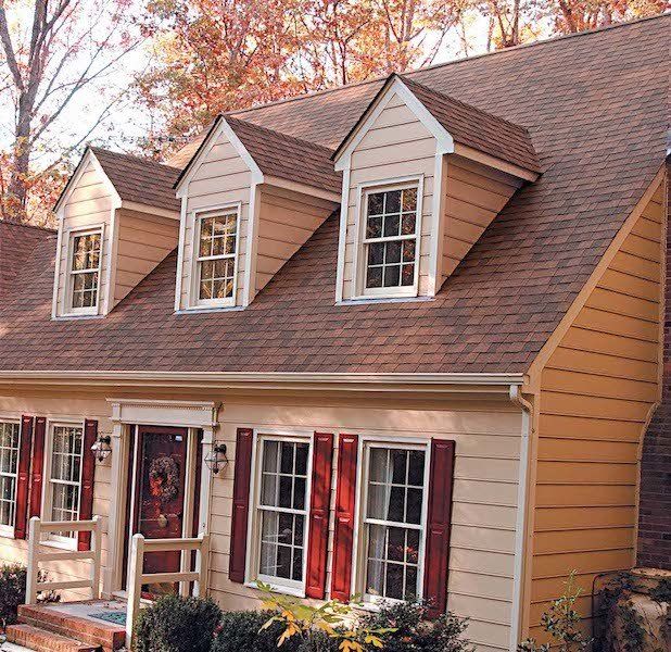 Residential CertainTeed Landmark Architectural Shingle in Burnt Sienna with Almond Siding