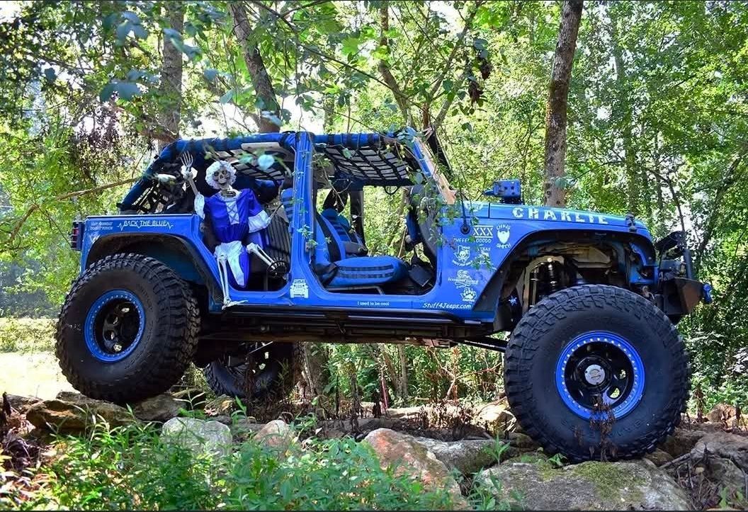 Infographic for a first Jeep trail day with mountain views and a Jeep on a rugged dirt road