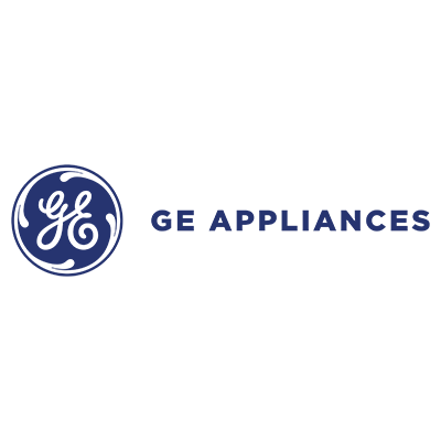 The logo for ge appliances is blue and white on a white background.