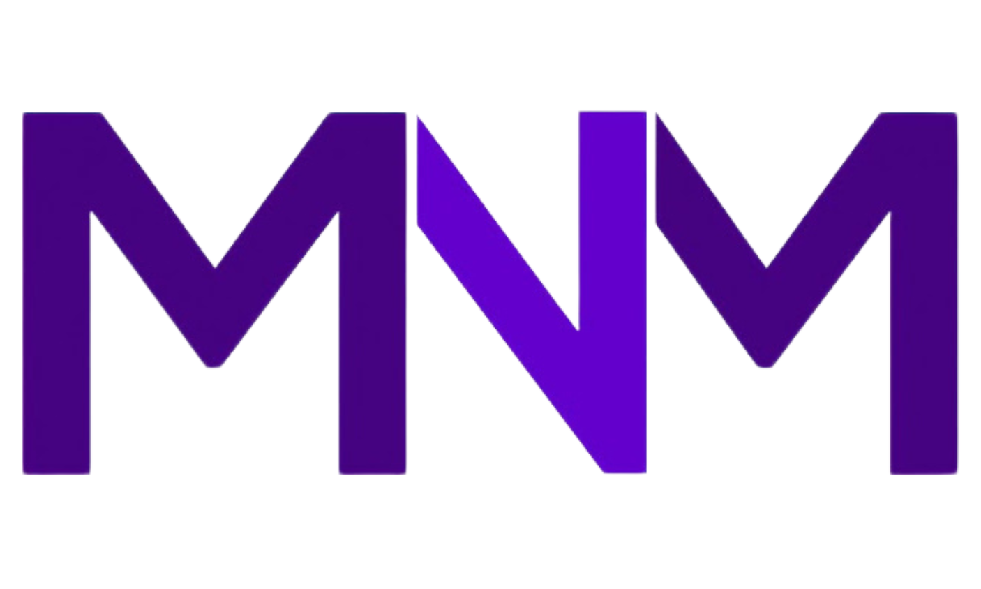 A purple letter m is on a white background.