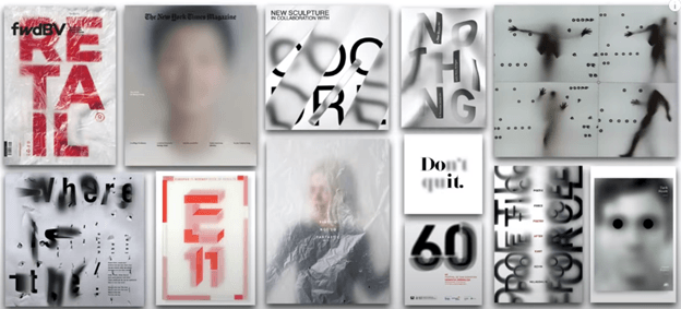 an array of images displaying the blurred imagery design trend