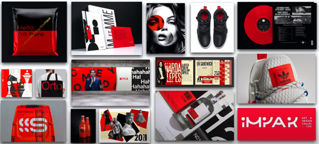 An array of images displaying the redline design trend