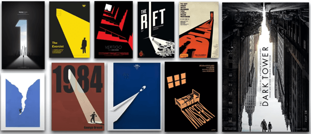 an array of images displaying the sliver of light design trend