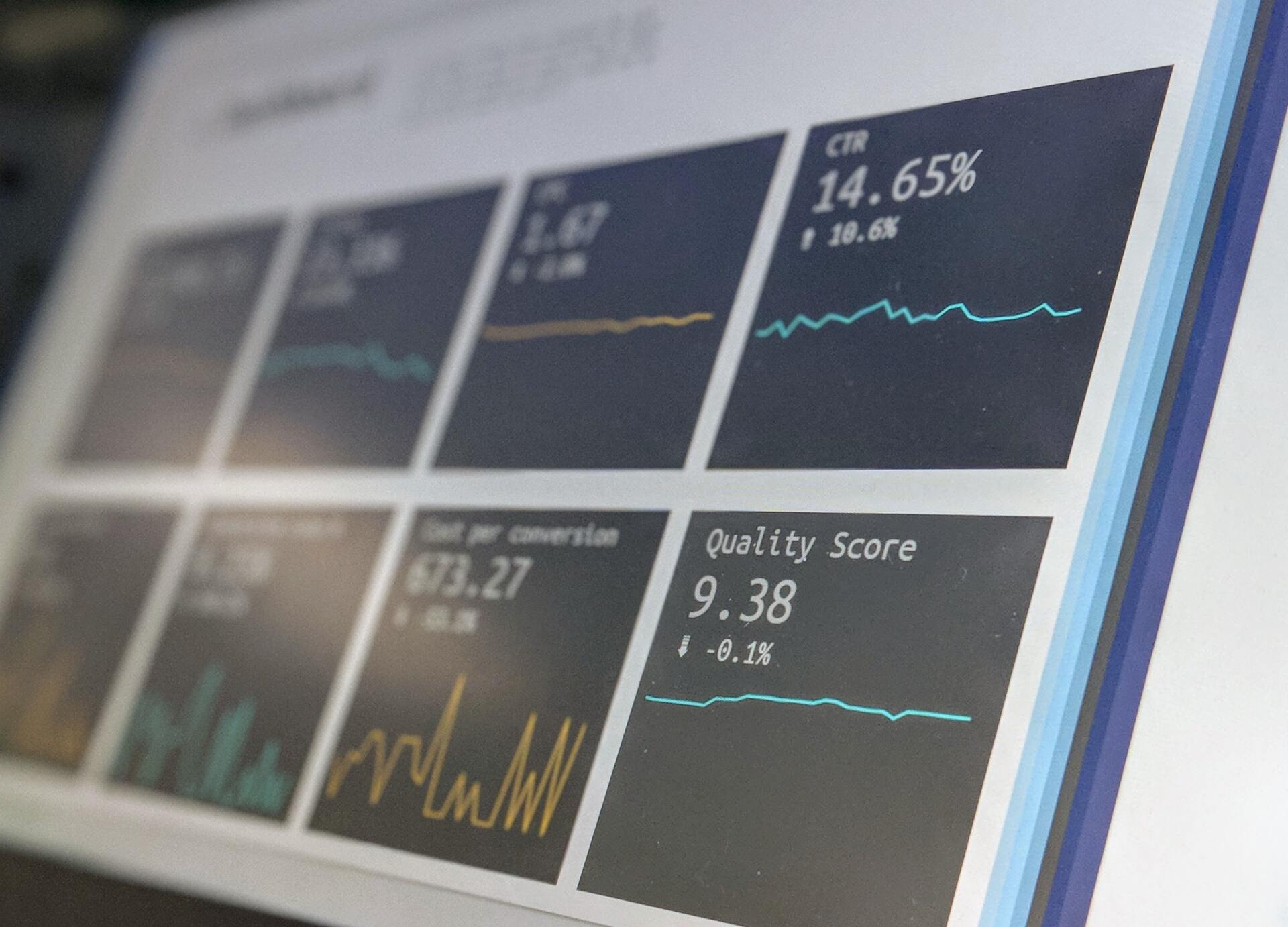 A computer screen displaying graphs and statistics