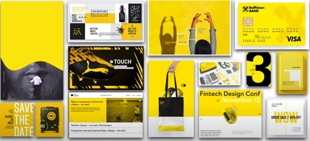 an array of images displaying the colour yellow design trend