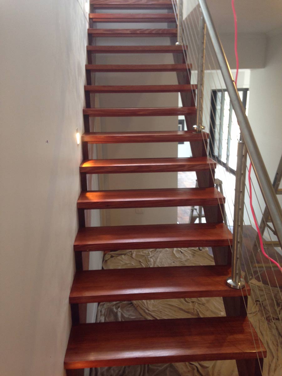 wooden stairs after
