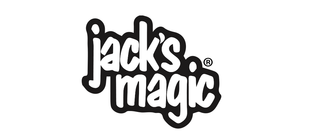 A black and white logo for jack 's magic on a white background.