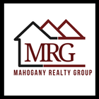 A mahogany realty group logo with a house and mountains