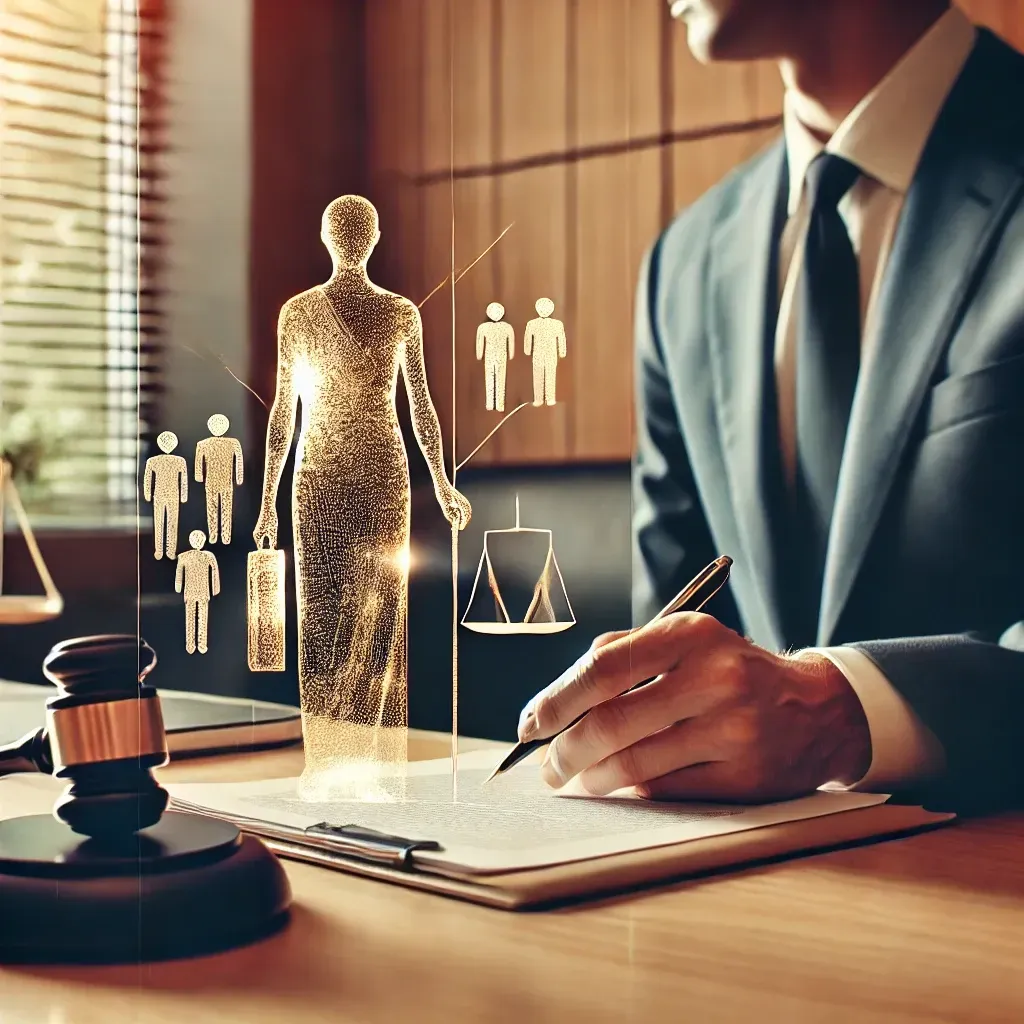 A man in a suit and tie is writing on a clipboard.