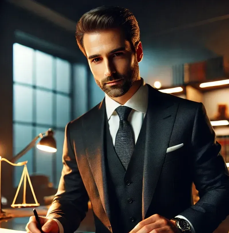 A man in a suit and tie is writing on a piece of paper