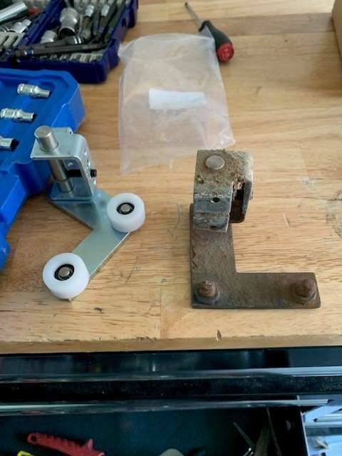 A wooden table with a bunch of tools on it