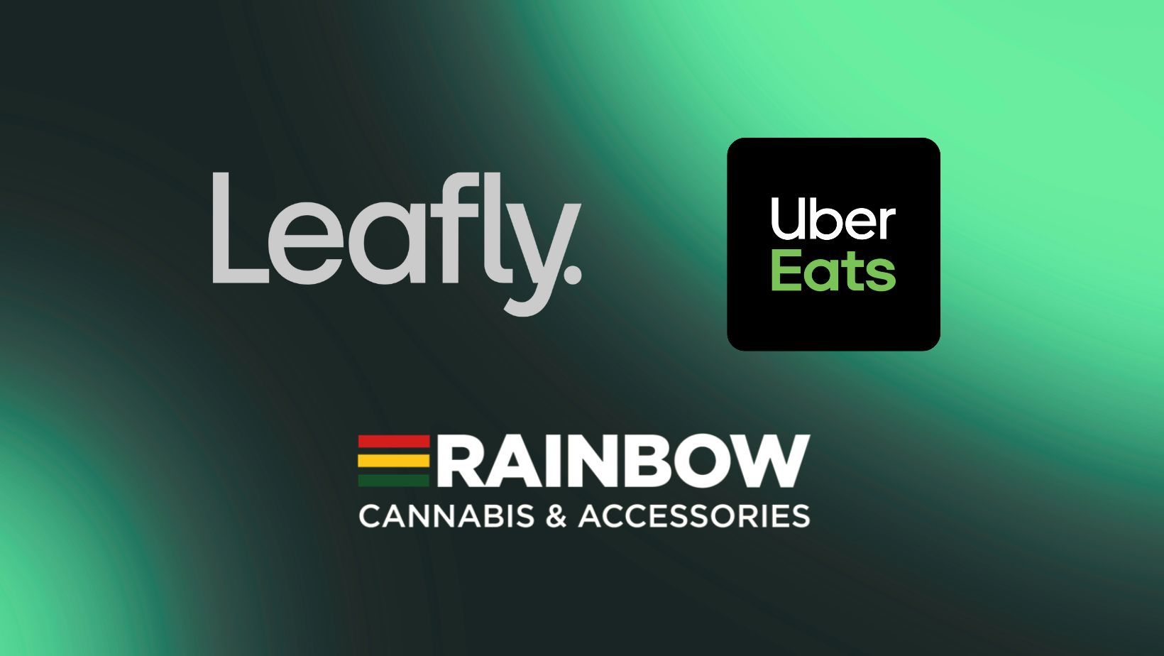 Leafly Uber Eats and Rainbow Thunder Bay partnership announcement graphic