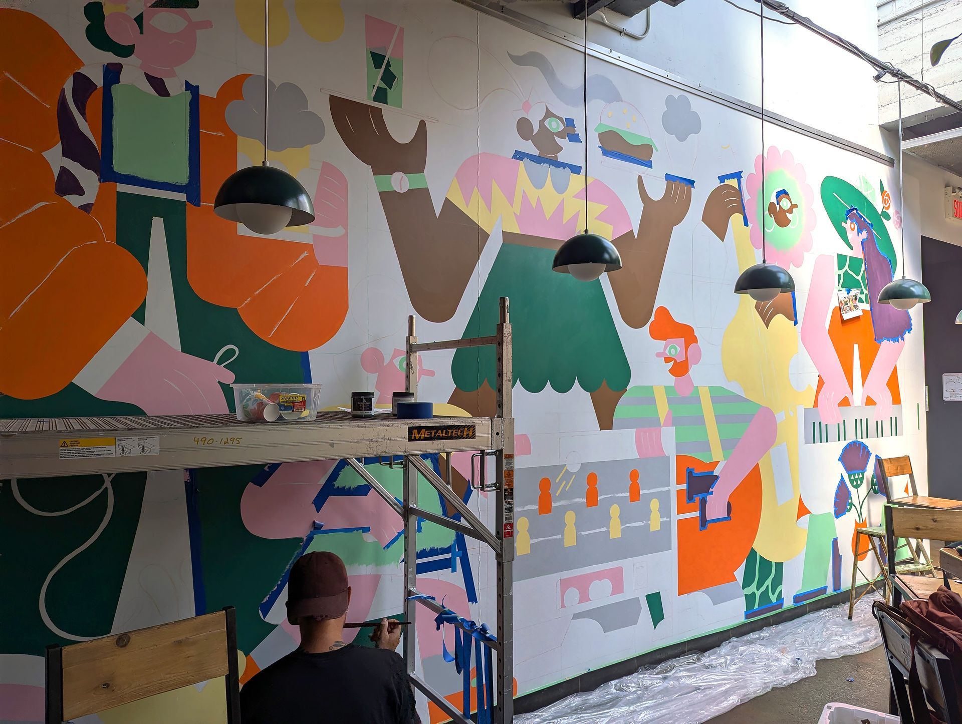 Palais des congres. Illustrations for a mural hallway