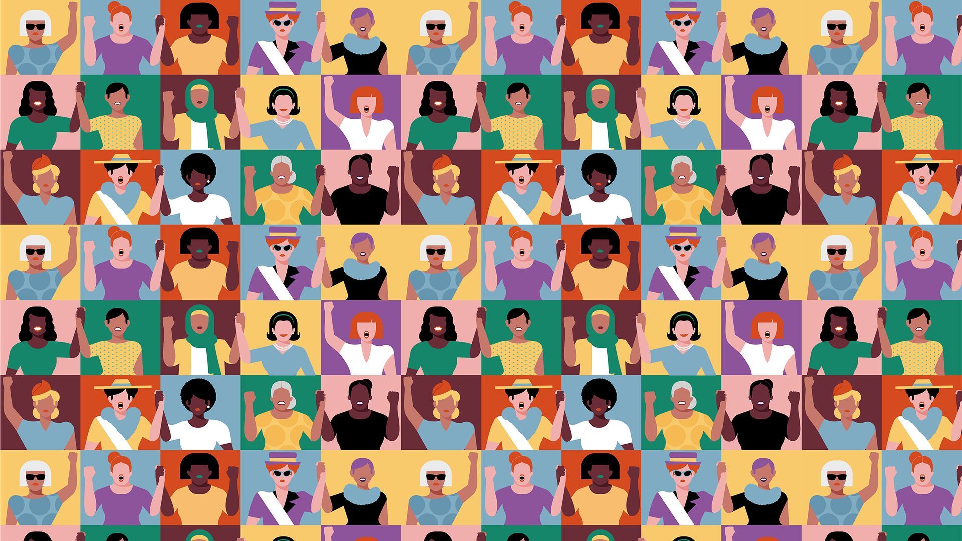 Intersyndicale des femmes du Quebec. Illustrations for a video about international women's right day