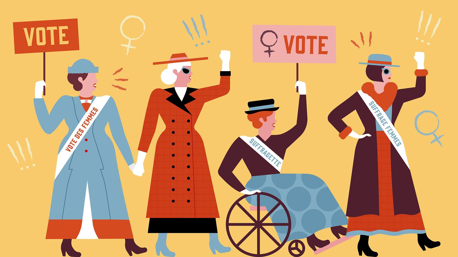 Intersyndicale des femmes du Quebec. Illustrations for a video about international women's right day