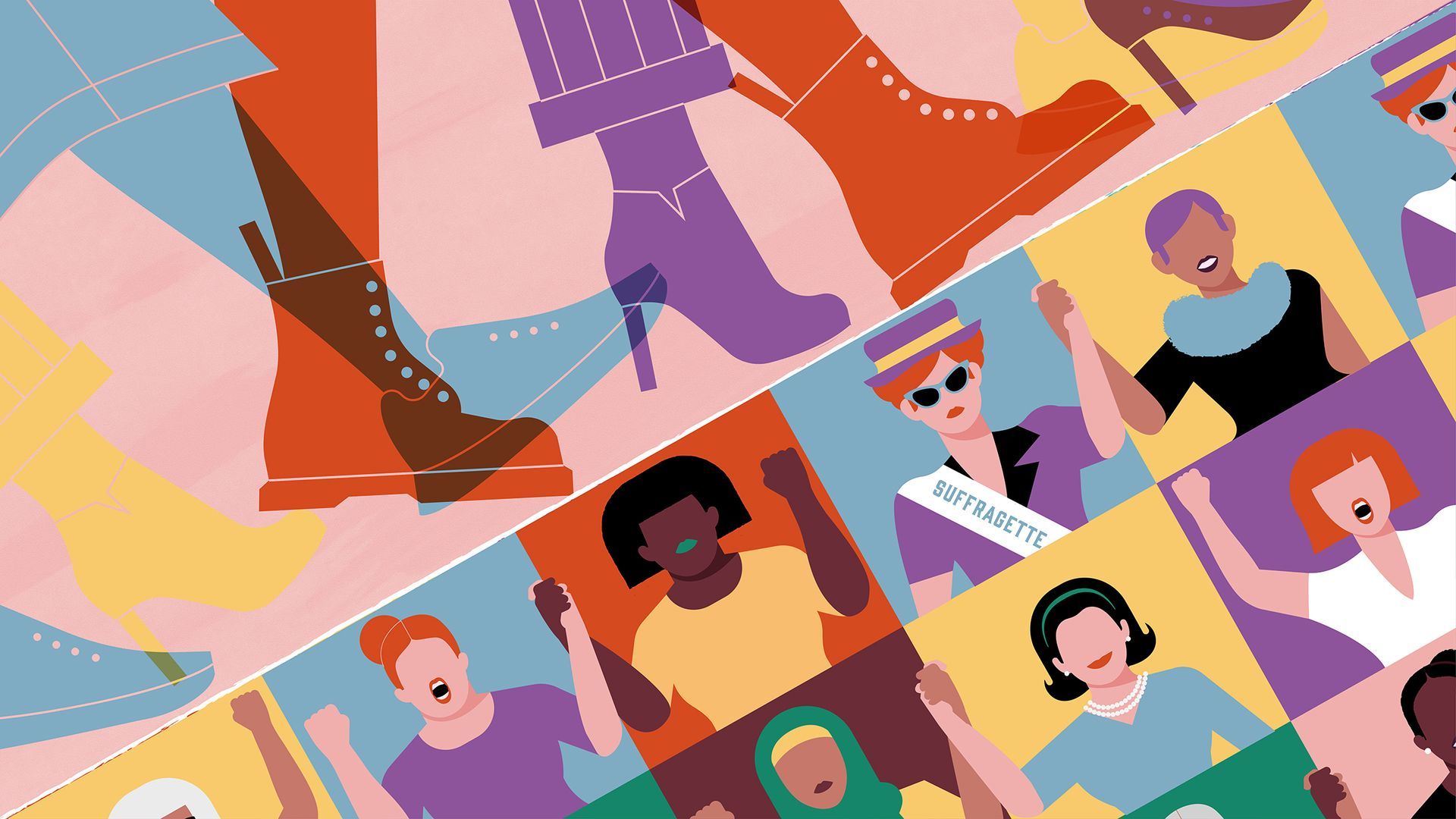 Intersyndicale des femmes du Quebec. Illustrations for a video about international women's right day