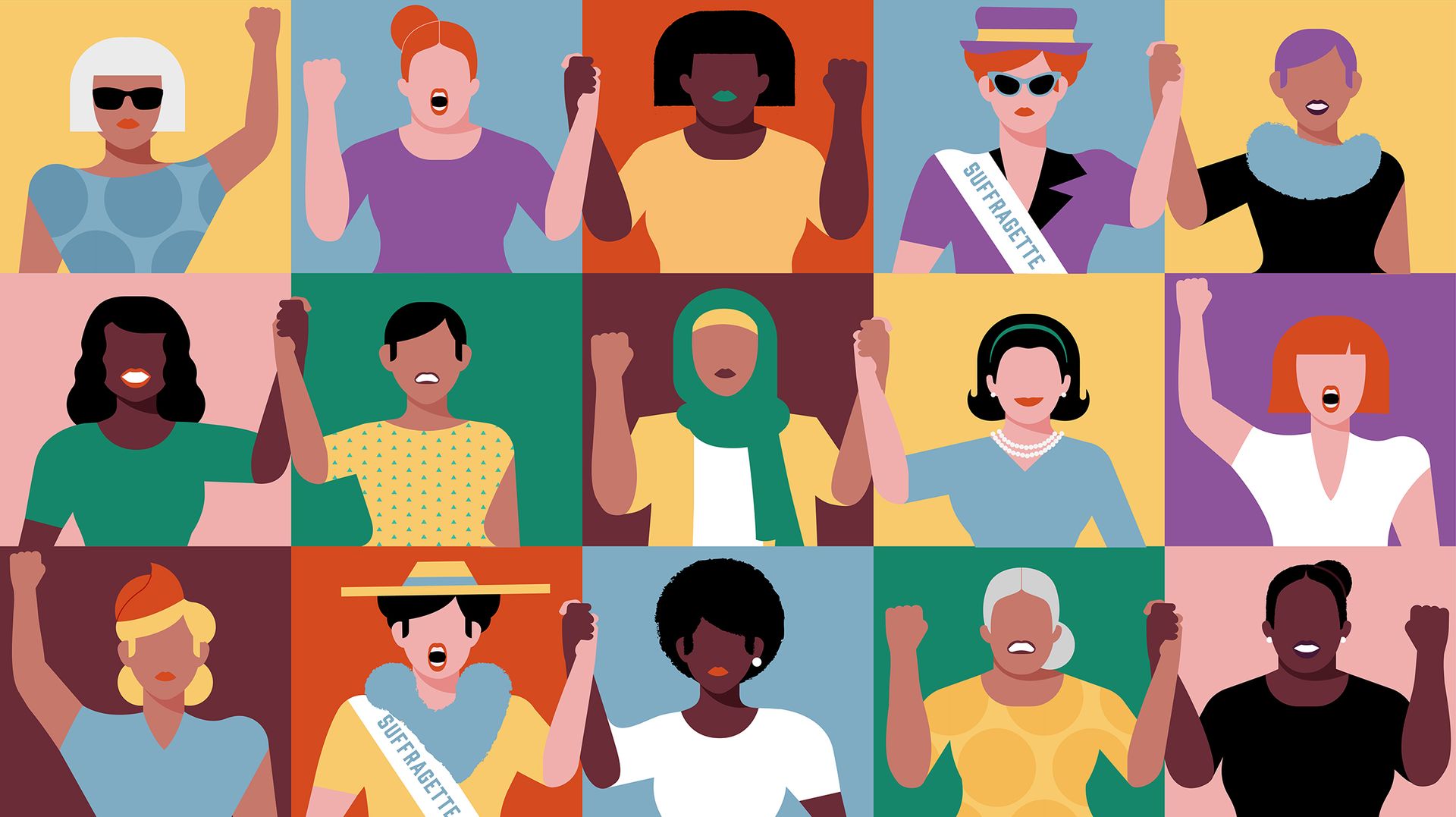 Intersyndicale des femmes du Quebec. Illustrations for a video about international women's right day