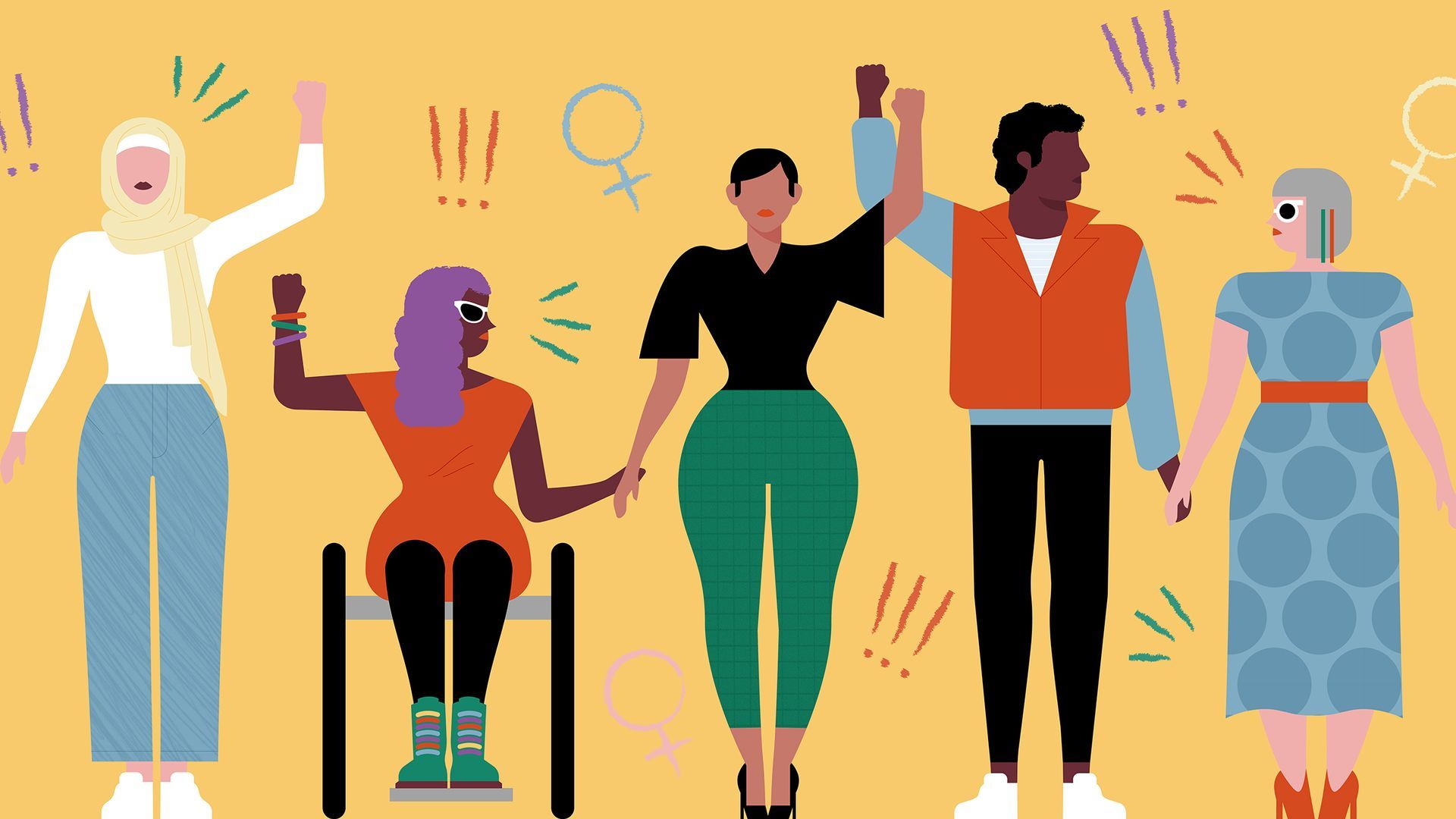 Intersyndicale des femmes du Quebec. Illustrations for a video about international women's right day