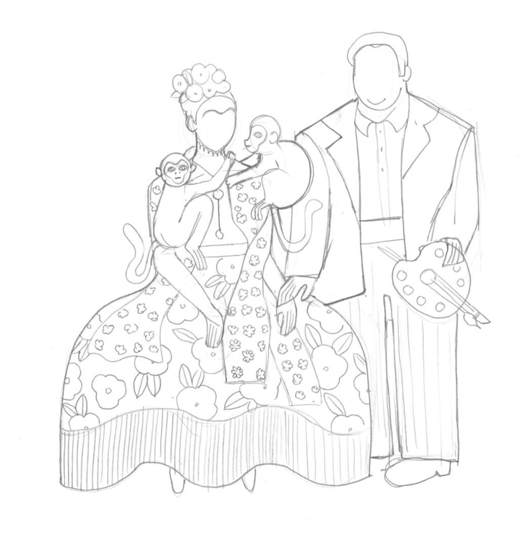 MNBAQ. Illustrations for Frida Kahlo and Diego Rivera exhibition