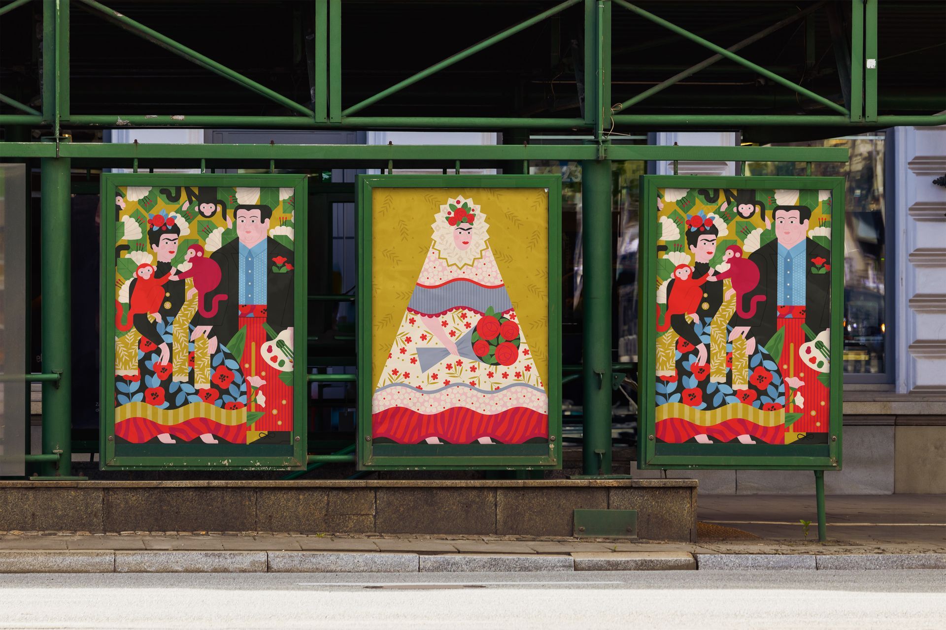 MNBAQ. Illustrations for Frida Kahlo and Diego Rivera exhibition