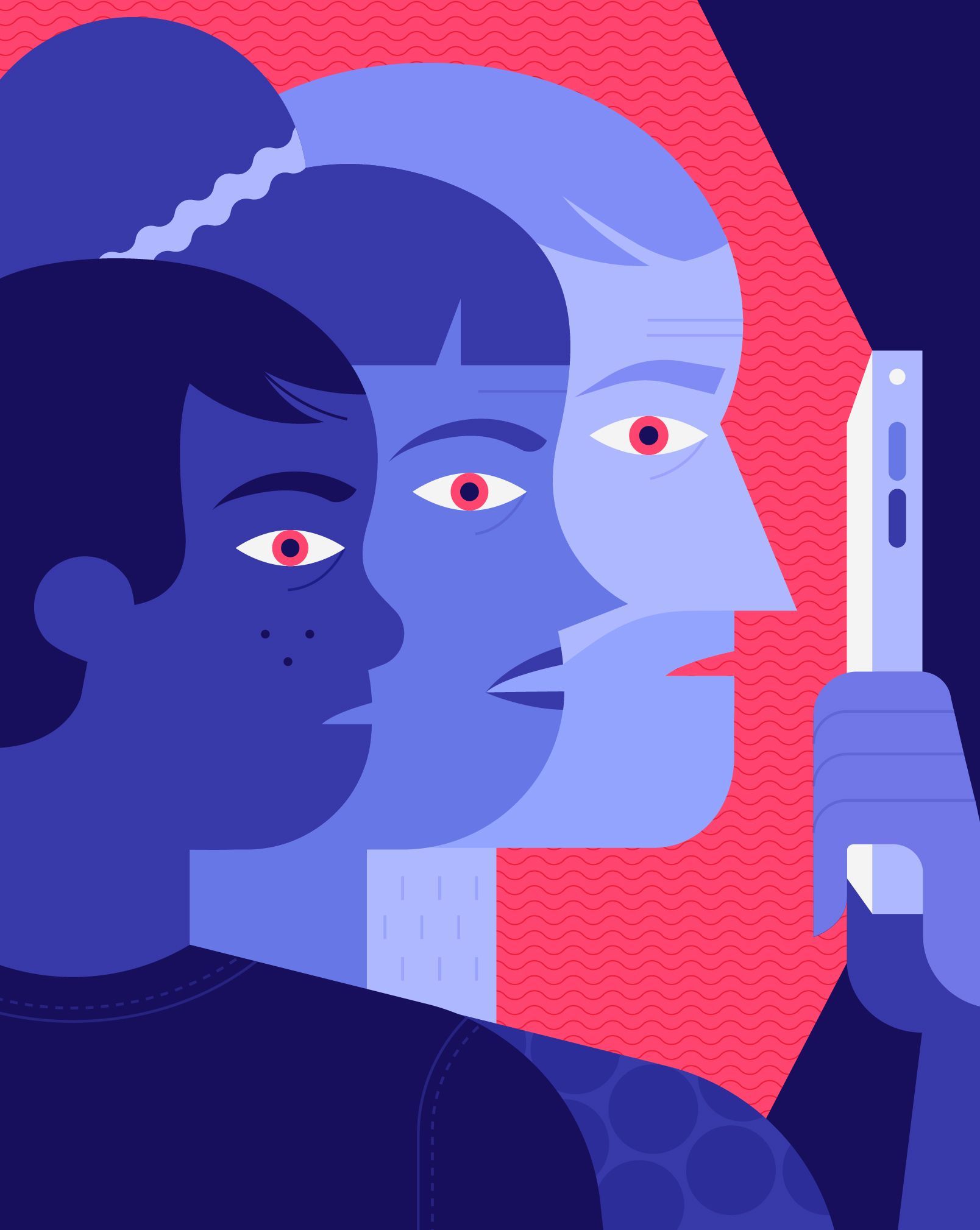 Quebec Science. Illustration for the magazine, article about screen and parenting