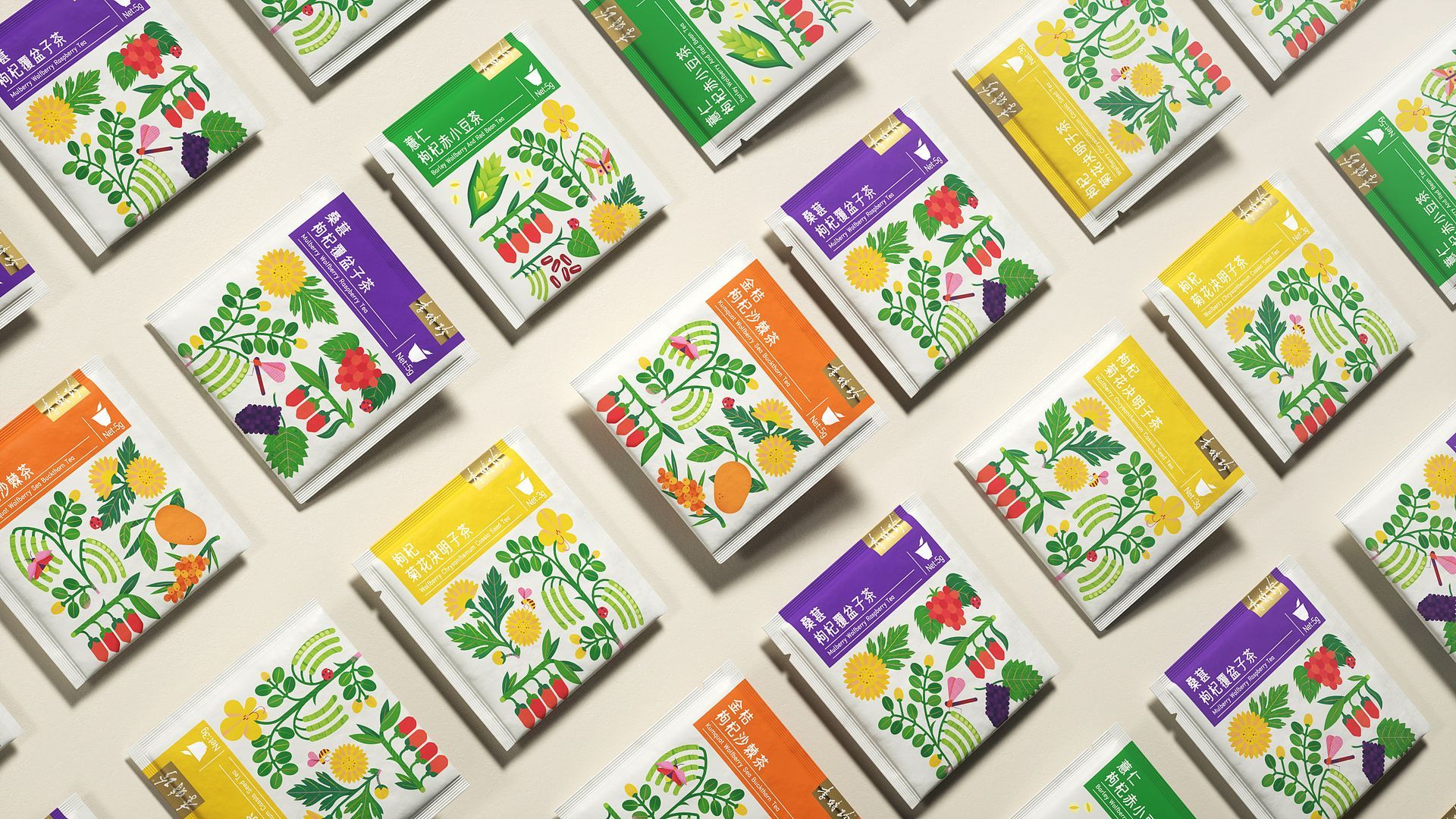 WOW. Illustrations for herbal tea packaging