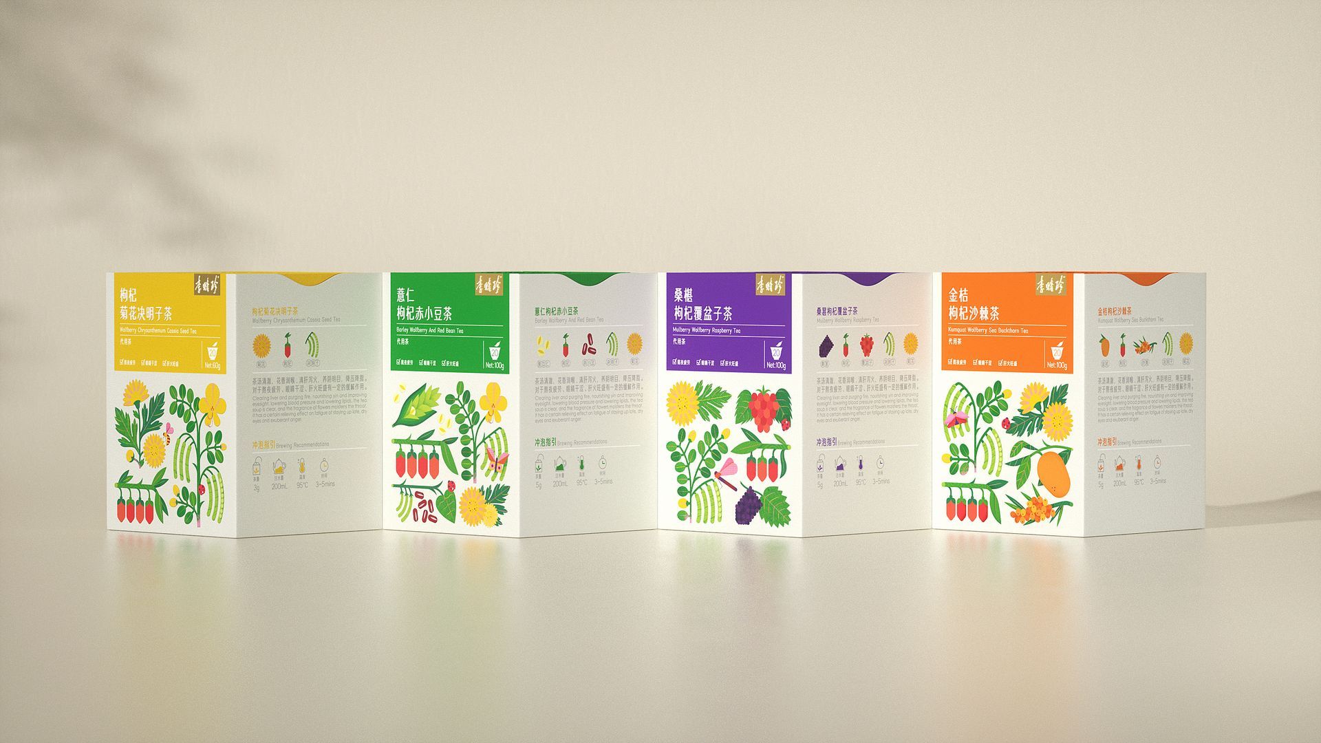 WOW. Illustrations for herbal tea packaging