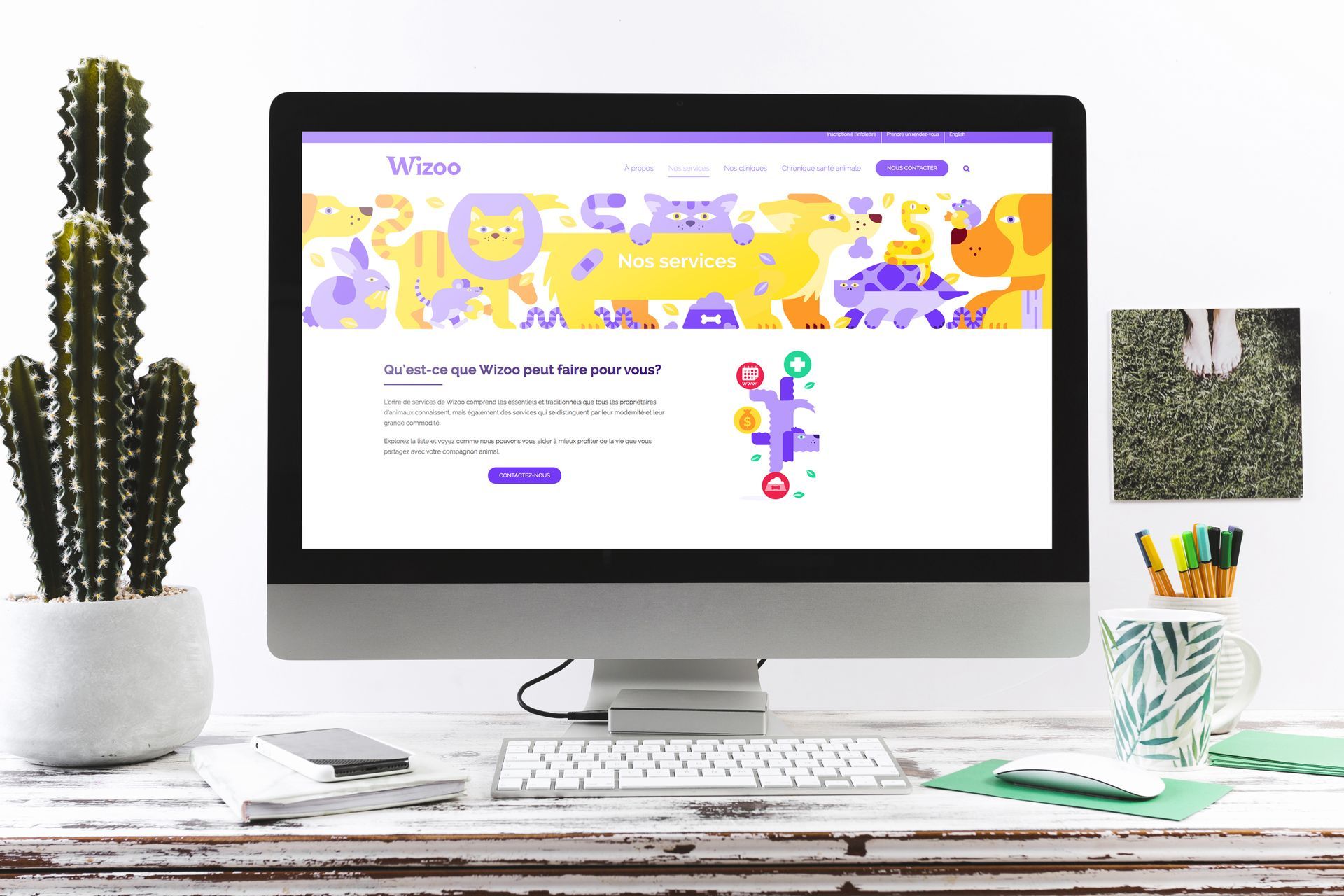 Wizoo. Brand illustrations for veterinary practice