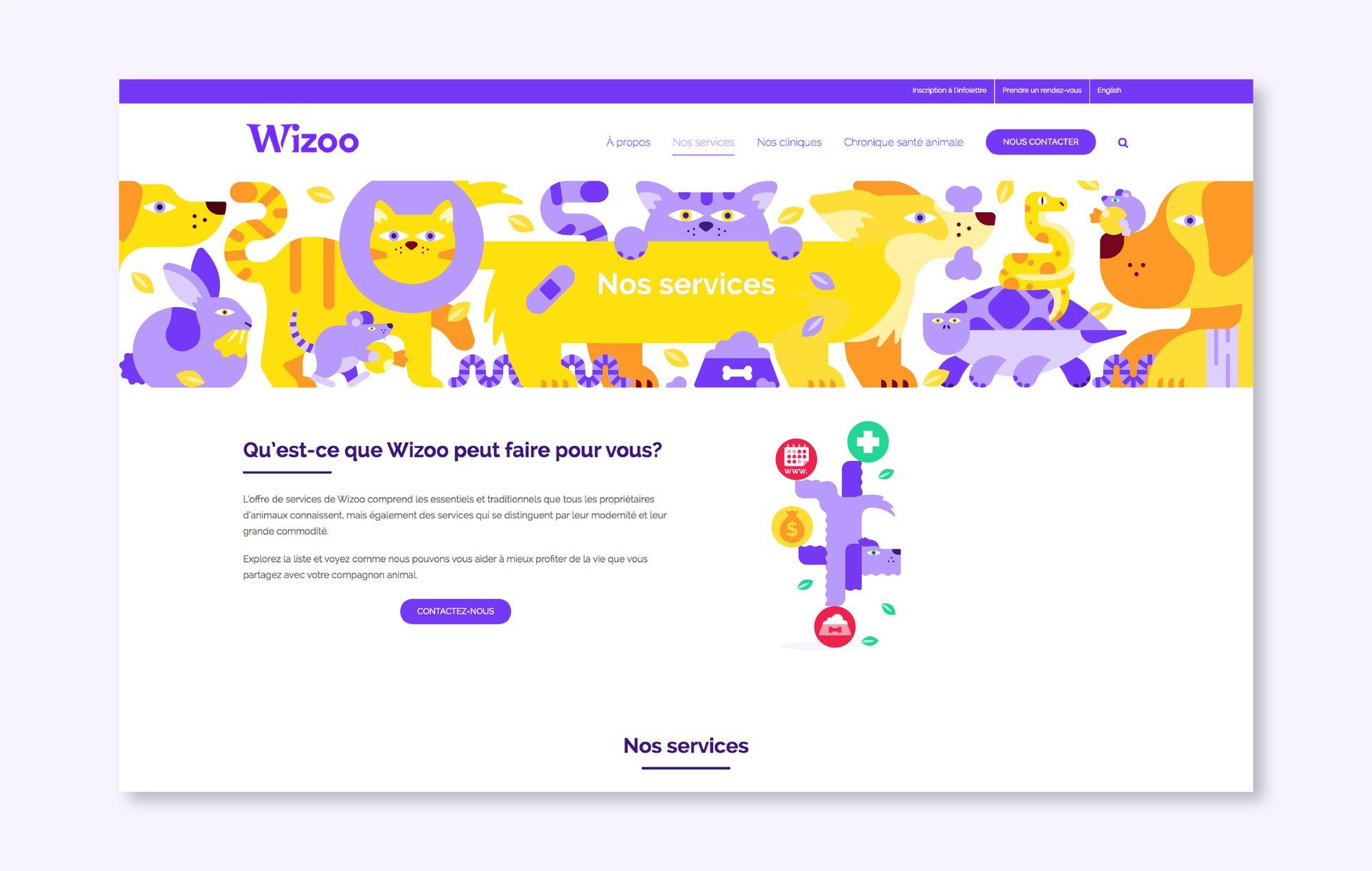 Wizoo. Brand illustrations for veterinary practice
