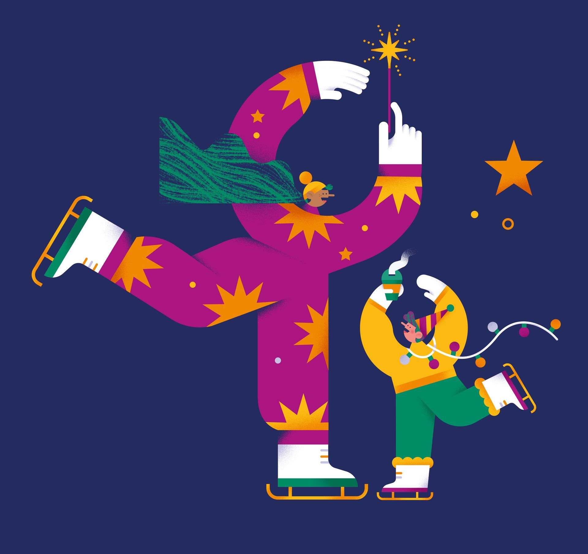 Laval. Illustration for winter ice skating program