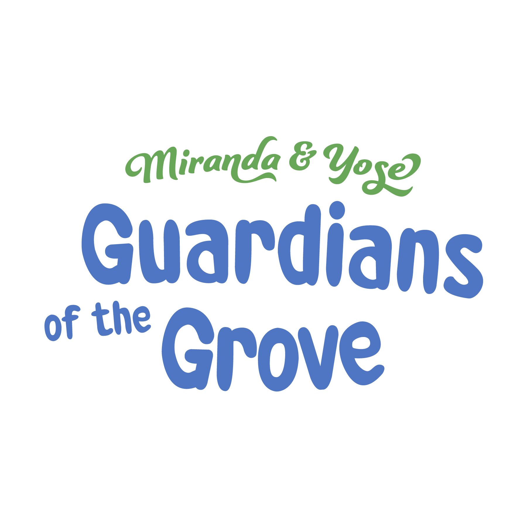 The logo for guardians of the grove is blue and green.