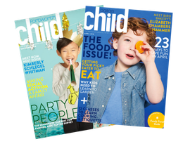 Three child magazines are stacked on top of each other on a white background.