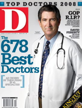 A doctor is on the cover of the top doctors 2008 magazine