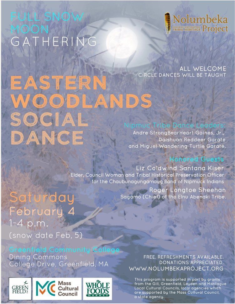 Full moon gathering and eastern woodlands social dance flier