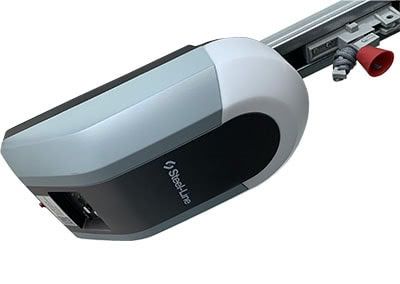 Steel-Line SD800 garage door motor opener against a white background 