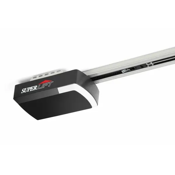 A picture of a garage door opener on a white background. The model is called a Superlift SDO-5