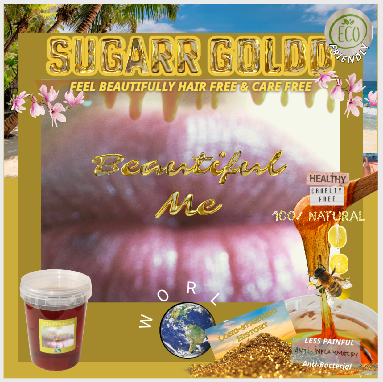 SUGARR GOLDD NATURAL HAIR REMOVAL SUGAR PASTE (Natural, chemical free and virtually painless).