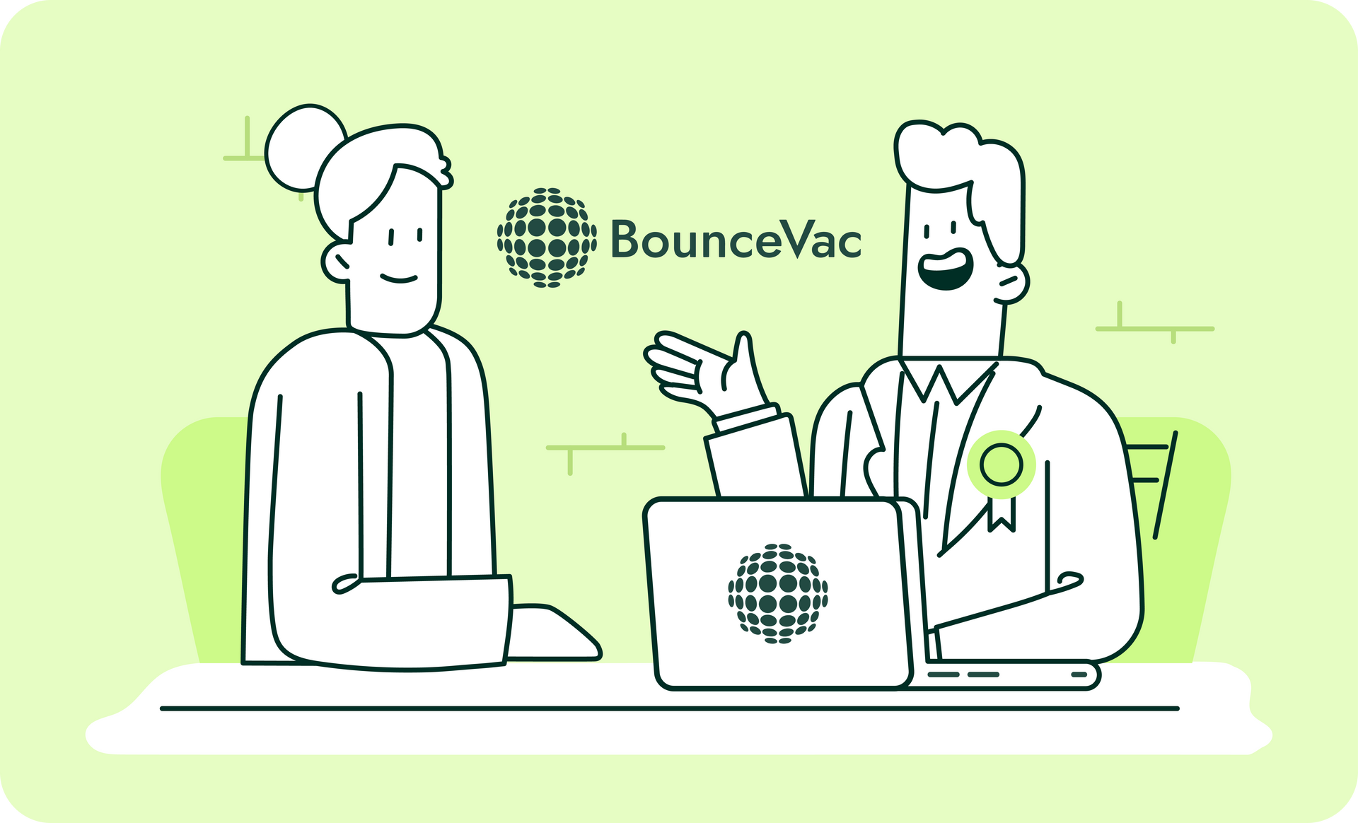 A man and a woman are sitting at a table with a laptop.