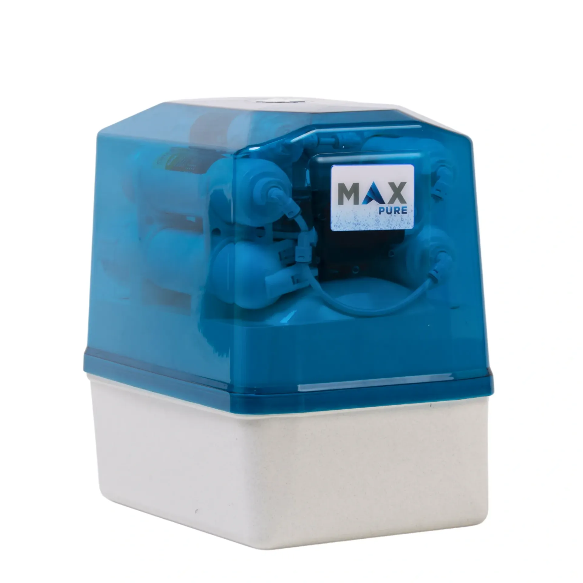 Purificateur d'eau MAX PURE bleu et blanc.
