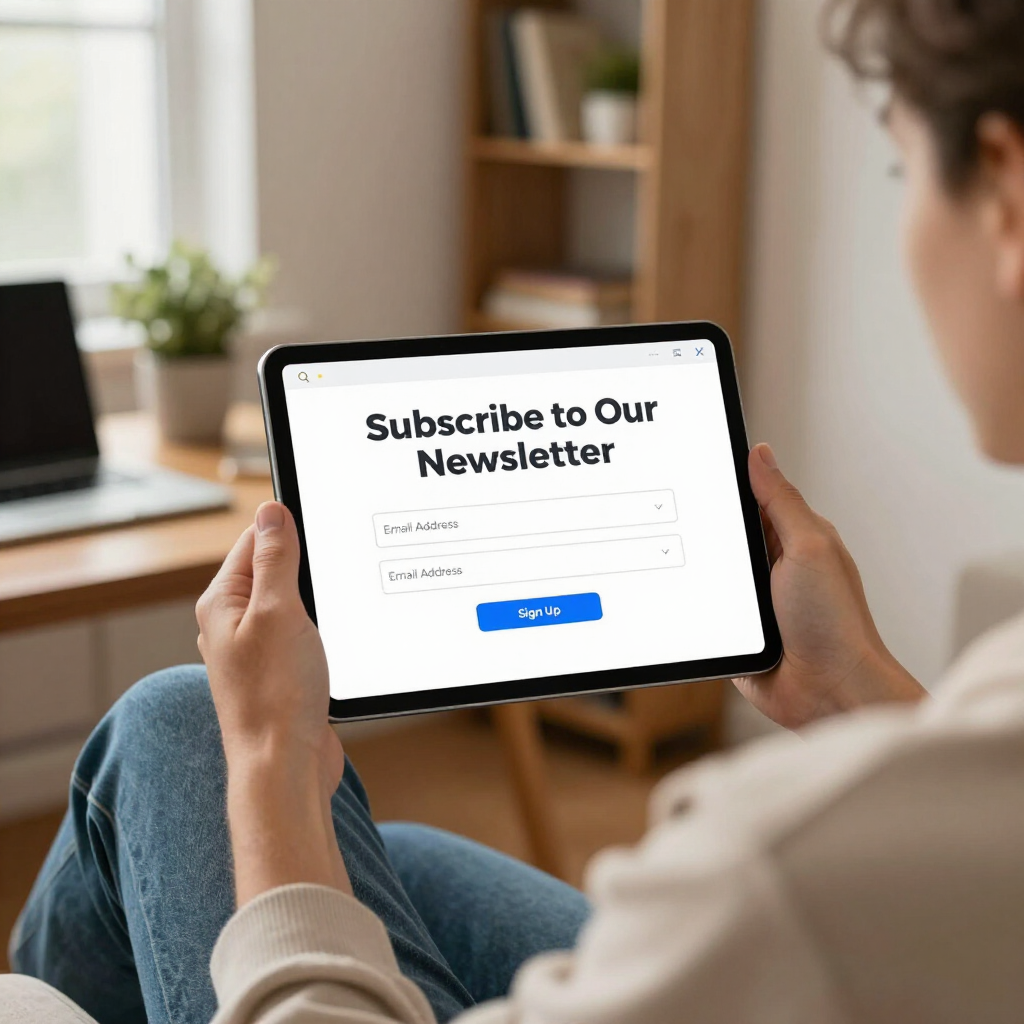 A person holds a tablet displaying a